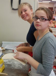Alex and Laura making the galette!
